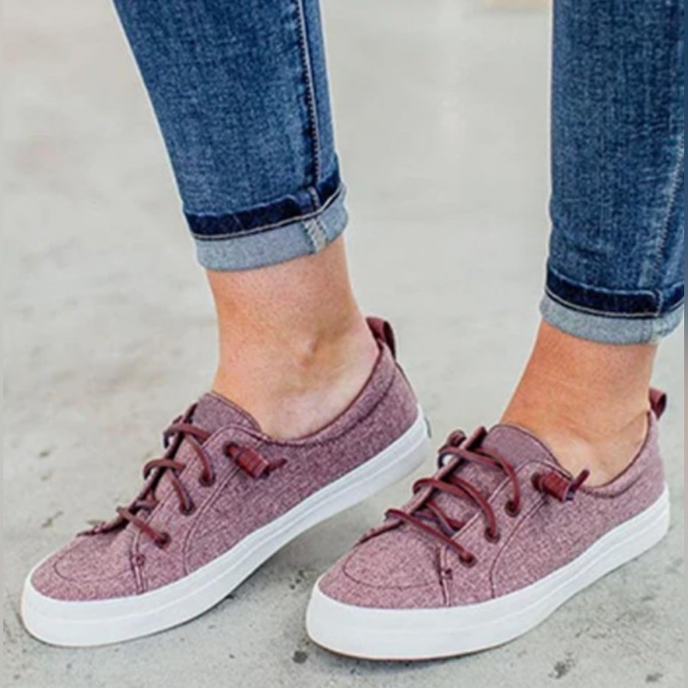 Sperry Crest Vibes Twill Sneakers in Sparkling Wine Women's Size 6